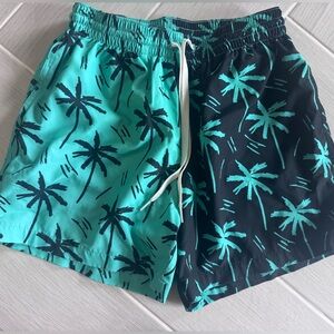 Chubbies Teal and Black Palm Tree Swim Shorts